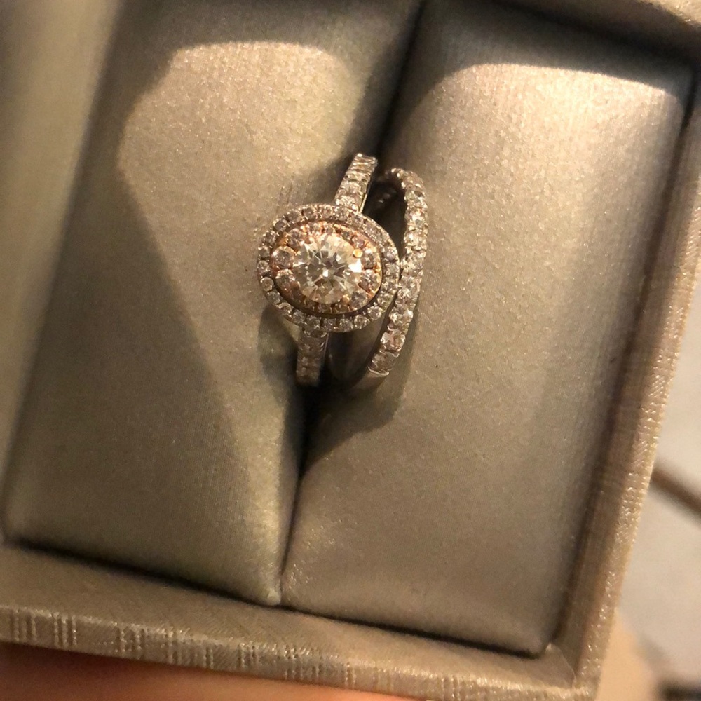 New Diamond Engagement Ring and Diamond Band
